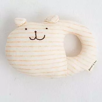 pompkins BABY Organic Cotton Rattle Rattle Made in Japan Y-1026 100% [Rabbit/Bear/Dog Series] (Border (Dog))