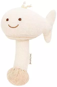 pompkins BABY Organic Cotton Stick Rattle Rattle Made in Japan Y-1330 100% [Whale Series] (Natural)