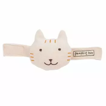 pompkins BABY Органический хлопок Кошка Погремушка на запястье Погремушка Сделано в Японии Y-1290 100% [Серия кошек] (натуральный)
