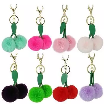 Помпон из искусственного меха, мягкий пушистый шарик, брелок для ключей, сумка для ключей, подвеска для автомобиля красный