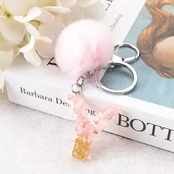 Помпон Пуф-шар 26 букв брелок алфавит брелок сумочка подвески английский алфавит брелок J