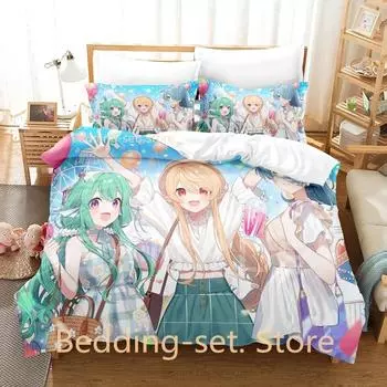 Pomu Rainpuff Bedding Set Single Twin Full Queen King Size Bed Set Adult Kid Bedroom Duvetcover Sets Print Anime Bed Sheet Set 70x133cm 2pcs