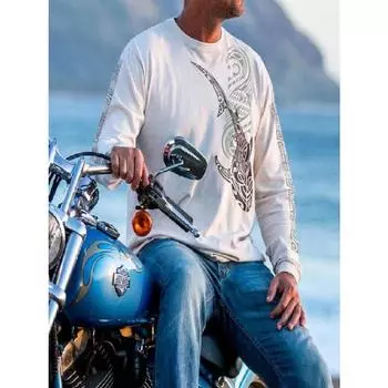 PONCHIOE Мужская футболка с длинным рукавом и круглым вырезом S