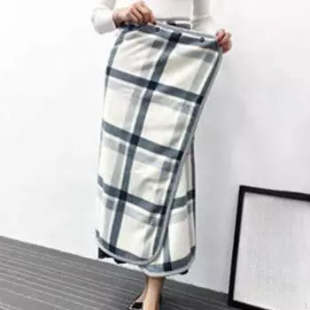 Пончо Одеяло Удобное для Женщин Мужчин Уютная Клетчатая Шаль Зимний Подарок Бабушке Gray 80x130cm