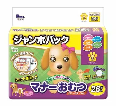 Pone Подгузники Manners для мальчиков и девочек с растягивающейся лентой для домашних животных размер LL 26 шт. P.one &