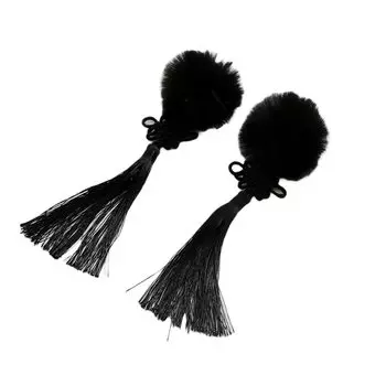 Понпон китайские пельмени с кисточками черного цвета чёрный