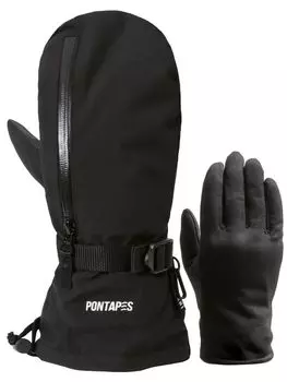 PONTAPES Snowboard Gloves and Made in 4 Sizes Snow Mittens Mittens, Handout, Japan, Available, PG-052M, Black, Small, Gloves, Gloves, Snowboarding,