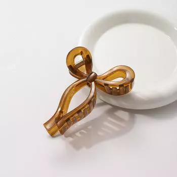 Ponytail Bow Big Hair Claw Crab Hair Accessories Ladies Solid Color Gradient Color Acrylic Bow Hairpin Hairpin Girl Headband