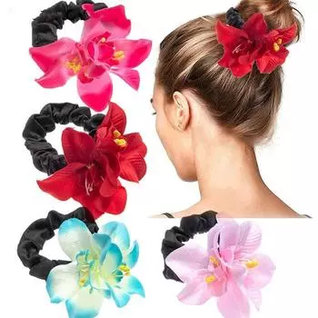 Ponytail Holder Flower Hair Rope Bohemian Style Elastic Hair Band Bauhinia Flower Hair Tie Travel B