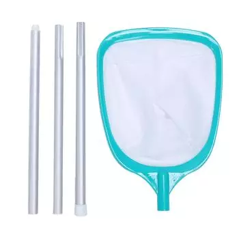 Pool Skimmer Net Fine Mesh Replacement Cleaning Tool Supplies with 3 Section Thread Telescopic Pole