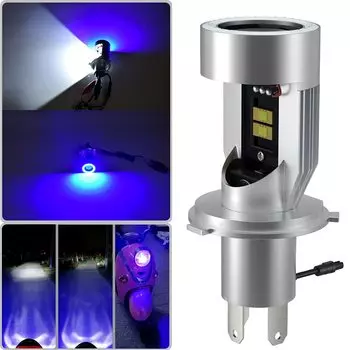 POOPEE Мотоциклетная светодиодная фара H4/HS1 Hi/Lo Белый светодиод Дневной ходовой свет DRL Синий Синий 2 в 1 H4/HS1