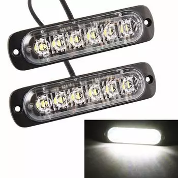 POOPEE светодиодные дневные ходовые огни, водонепроницаемые, белые, 12 В, 24 В, автомобильные, пылезащитные, ударопрочные, 6 рядов, DRL, ультратонкие, левый и правый комплект белый