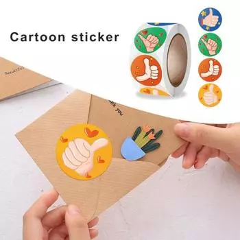 Поощрительные наклейки с наградами «Большой палец вверх», легко отклеивающиеся самоклеящиеся круглые декоративные наклейки с героями мультфильмов