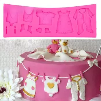 Pop 3D Baby Clothes Shower DIY силиконовая форма для помадки кухонная форма для украшения торта для шоколада инструменты для выпечки T0534