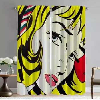 Pop Art Curtains Child Room Blackout Curtain for Room 2 Panel Tulle for Bedroom Partition Halloween Decoration Shades Living W50xH70cmx2pcs-CL