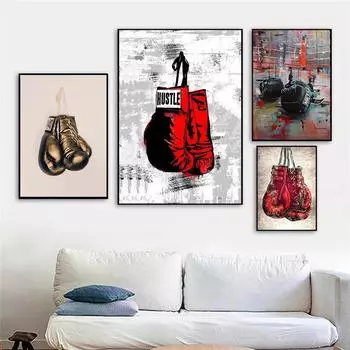 Поп-арт, спортивная комната, боксерские перчатки, холст, картина для спортзала, вдохновляющий плакат и принты для гостиной, украшение дома, Cuadros 21*30cm