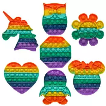 Pop Fidget Reliver Stress Toys Rainbow Push It Bubble Антистрессовые игрушки для взрослых и детей Сенсорная игрушка для облегчения аутизма Подарки