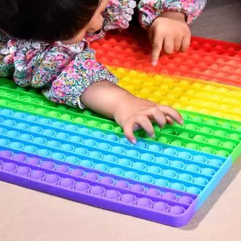 Pop Fidget Reliver Stress Toys Rainbow Push It Bubble Антистрессовые игрушки для взрослых и детей Сенсорная игрушка 30cm