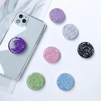 Pop Grip 3D Finger Phone Holder Grips Tok Sockets Starry Sky Glitter Drop Glue Mobile Phone and Tablet Universal Lazy Holder чёрный