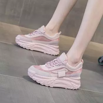 Поп-кроссовки повседневная обувь с круглым носком толстая подошва увеличение высоты повседневные кроссовки 33 розовый