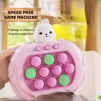 Pop Light Fidget Game Quick Push Bubble Game Handle Toys Антистрессовые игрушки для мальчиков и девочек со светодиодным игровым автоматом Игрушки для снятия стресса розовый