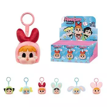 POP MART CRYBABY Powerpuff Girls Face Plush Blind Box Box 6 Pop Mart Gacha Gacha Blind Box Фигурка Пластиковая модель Премиум игрушка ПВХ Мягкий винил Оригинал
