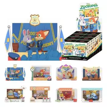 POP MART DISNEY ZOOTOPIA Highlight Moment Series Scene Set Box 8 Pop Mart Gacha Gacha Blind Box Фигурка Пластиковая модель Премиум игрушка ПВХ Мягкий винил