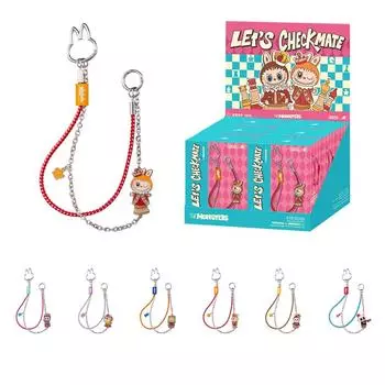 POP MART THE MONSTERS Checkmate Series Подвеска с цепочкой Серия Коробка 6 Pop Mart Gacha Gacha Blind Box Фигурка Пластиковая модель Премиум Игрушка Мягкий винил из ПВХ