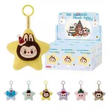 POP MART THE MONSTERS Classic Series Sparkling Plush Pendant Box 6 Pop Mart Gacha Gacha Blind Box Figure Пластиковая модель Премиум-игрушка Мягкий винил из ПВХ