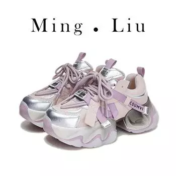 Поп-обувь мода толстые кроссовки женская повседневная обувь прилив удобная женская обувь 35 фиолетовый