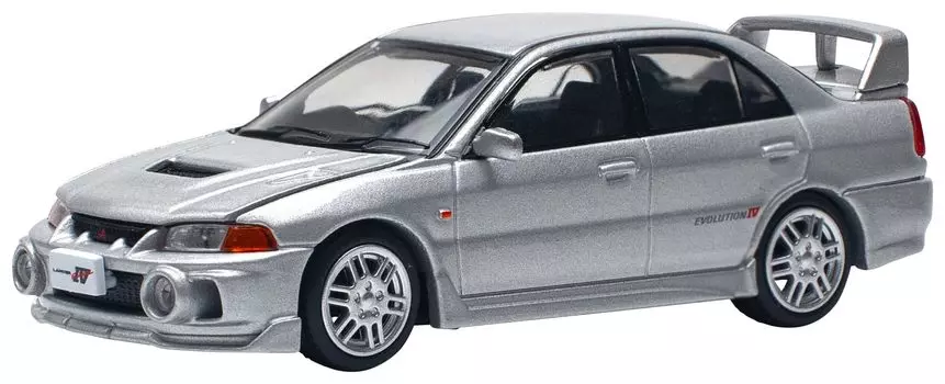 POP RACE MITSUBISHI LANCER EVOLUTION IV STEEL SILVER Завершенное изделие 1/64 -