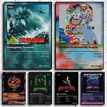 Поп-рэп-музыка, обложка альбома, художник, NAV, постер, эстетический рэпер, хип-хоп, рок, добрые намерения, холст, настенное искусство, домашний декор для комнаты 21x30cm No Frame