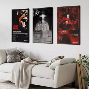 Поп-рэп-музыка, обложка альбома, художник 21, дикий постер, эстетика, рэпер, хип-хоп, рок, без предупреждения, холст, искусство, домашний декор для комнаты, стены 21x30cm No Frame