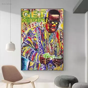 Поп-рэпер Бигги Смоллс граффити настенная живопись холст портретное искусство плакат гостиная украшение дома 21cm30cm NoFrame