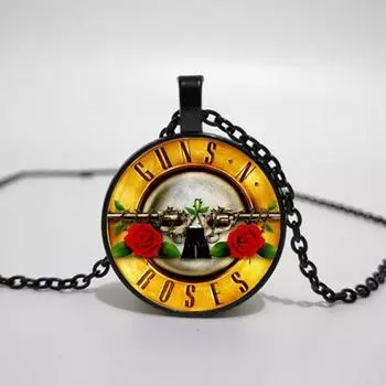 Поп-рок-группа Gun N RoseS Art Picture Готический панк Стеклянный купол ожерелье Длинный кулон Ювелирное ожерелье