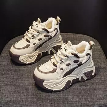 Поп-обувь повседневная мода кроссовки маффин толстая подошва обувь 33 белый