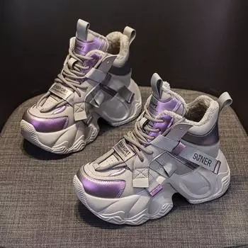 Pop Shoes Thick Sole Casual Shoes 34 кофейный