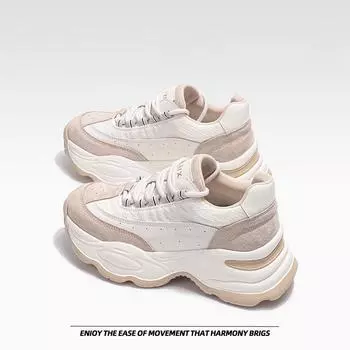 Поп-кроссовки женские толстые повседневные кроссовки модные удобные маленькие белые туфли 34 чёрный