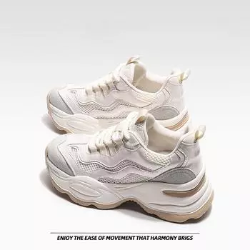 Pop shoes women s thick bottom fashion breathable casual running shoes sneakers 34 серый