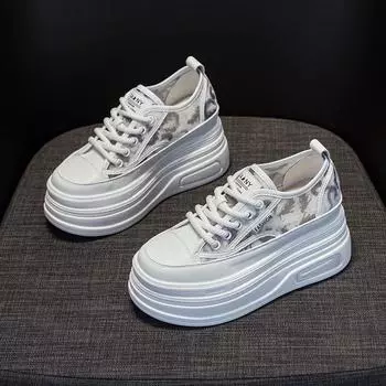 Поп-туфли повседневные туфли с круглым носком толстая подошва увеличивающая рост маленькие белые туфли 34 чёрный