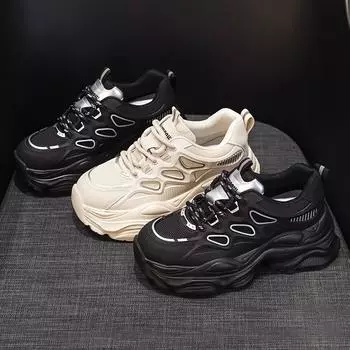 Поп-туфли женские туфли с толстой подошвой, увеличивающие высоту, одинарные туфли, повседневные кроссовки 35 абрикосовый