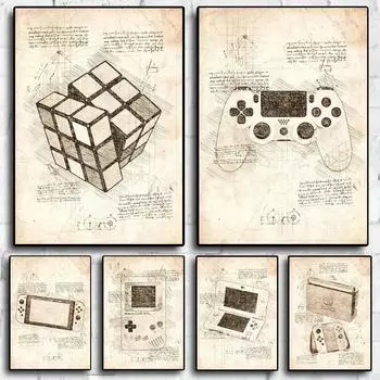 Поп Винтаж Эскиз Видеоигра Ручка VR Игровой Плакат Настенное Искусство Картины Холст Картина Игровая Комната Домашний Декор 21cm30cm NoFrame