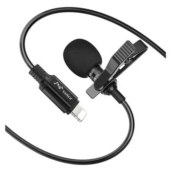 PoP Voice Microphone Professional iPhone Lavalier Pepel Всенаправленный микрофон для конденсаторного микрофона для iPhone Аудио Видео Видеоблоги iPad, iPod и т. д. чёрный