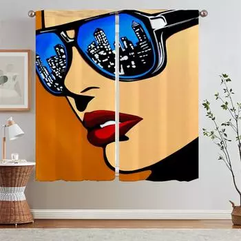 Popart Kitchen Curtains on Offer Free Shipping Bedroom Blackout Curtains for Living Room Shade Curtain Tiebacks Partition Blind W50xH70cmx2pcs-CL