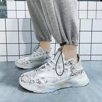 Popcorn men s shoes summer breathable fly-woven sports little white shoes mesh sports casual coconut shoes live broadcast dad shoes 39 белый