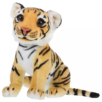 POPETPOP Tiger Мягкая игрушка тигр Реалистичная мягкая игрушка Реалистичный тигр Мягкая игрушка Год тигра 27 см Животное Пушистая мягкая игрушка Желтый 27x15 см