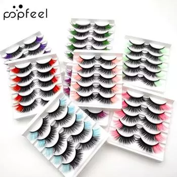 POPFEEL 5 пар очаровательных вьющихся водостойких тонких длинных тонких натуральных накладных ресниц