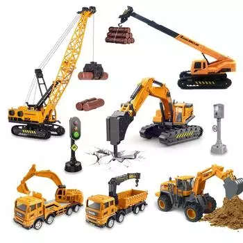 Popgaga Строительная работа Машина Строительная работа Машина Светофор Рабочий Строительство Подарок на день рождения Машина, Набор, Игрушка, В комплекте, Популярный, жёлтый
