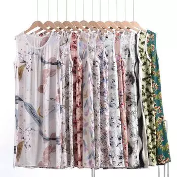 Поплиновая ночная рубашка большого размера, летнее женское платье без рукавов, ночная рубашка с цветами, размер от XL до 6XL, домашняя одежда XL