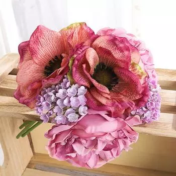Poppy Bouquet Peony Gypsophila Simulation Flower Home Decor Photography Prop